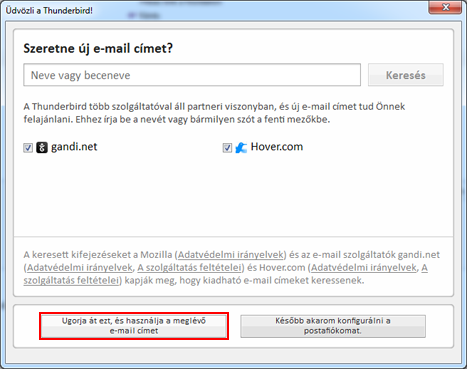 Thunderbird beállítása